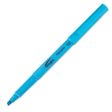 Integra Highlighters- 12 Count, Fluorescent Blue, Pen Style, Chisel