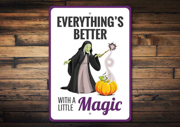 Witch and Pumpkin Sign