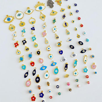 Evil Eye Charm, Brass Evil Eye Bead, Evil Eye Jewelry Supply