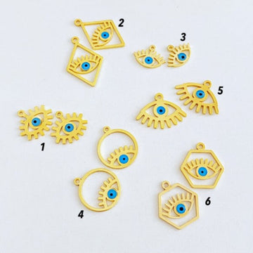 Gold Evil Eye Charm, Evil Eye Necklace Charm, Gold Evil Eye Pendant