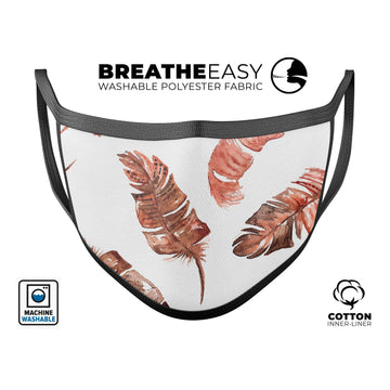 Splattered Burnt Orange Feathers - Made in USA Mouth Cover Unisex