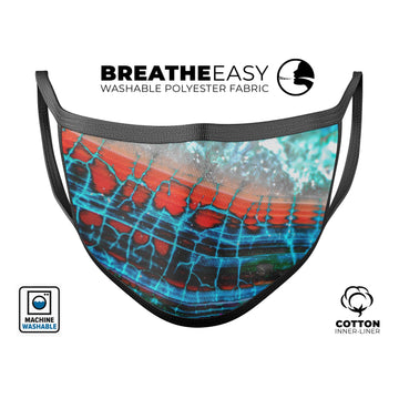 Teal Blue Red Dragon Vein Agate V2 - Made in USA Mouth Cover Unisex