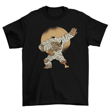 Halloween mummy zombie doing dab dance on full moon T-shirt