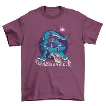 Witch on T-rex Funny Halloween T-shirt