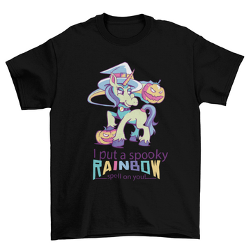 Witch Unicorn Halloween w/ quote I PUT A SPOOKY RAINBOW SPELL ON YOU