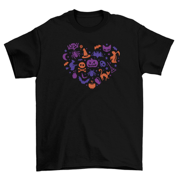 Halloween pumpkin spider heart October 31st icon holiday t-shirt