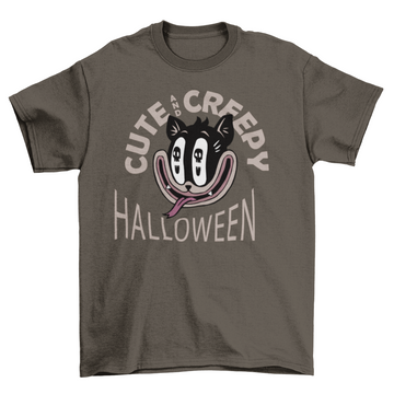 Halloween black cat retro cartoon t-shirt