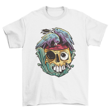 Scary Crow birds eating zombie t-shirt