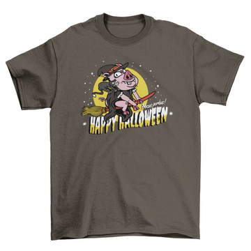 Scary Witch pig cartoon Halloween t-shirt
