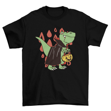 T-rex vampire dinosaur with Halloween costume t-shirt