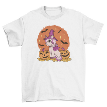 Unicorn witch hallowen cute t-shirt