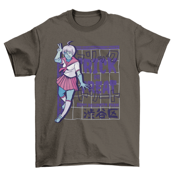 Halloween blue anime girl t-shirt design