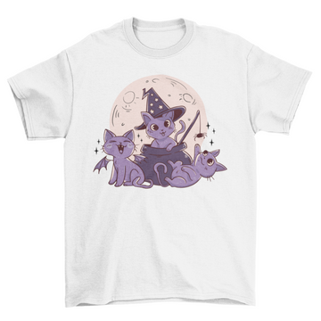 Halloween cute cats and moon t-shirt