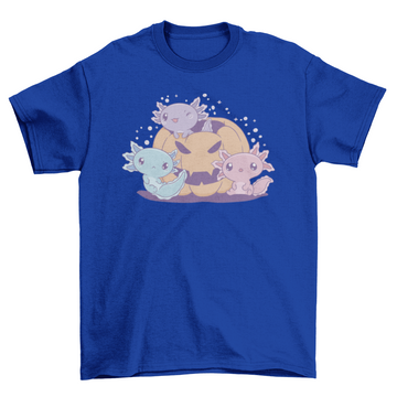 Axolotls with halloween pumpkin t-shirt