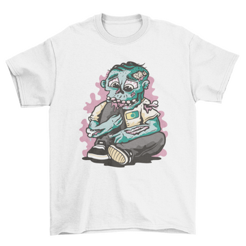 Scary Creepy Monster Cartoon zombie eating Knee Halloween t-shirt