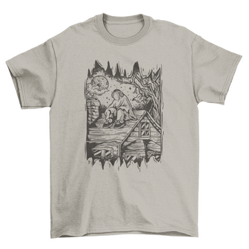 Ghost sitting on roof halloween t-shirt