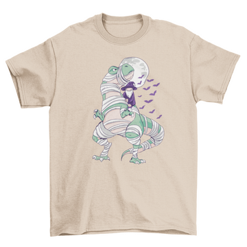 Halloween t-rex mumy and wizard t-shirt