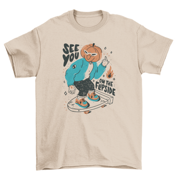 Halloween pumpkin skateboard t-shirt