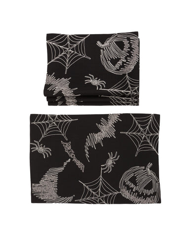 XD18802 Happy Halloween Double layer 14 by 20'' Placemats, Set of 4,