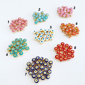 Evil Eye Beads, BULK Evil Eye Spacer Beads, Gold Evil Eye Charm, DIY