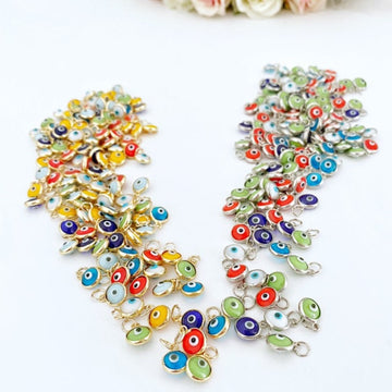 10 pcs Mix Color Evil Eye Beads, 6mm Tiny Evil Eye, BULK Evil Eye