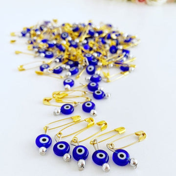 Evil Eye Safety Pin, 5 pcs, Wedding Invitation Pin, Blue Glass Evil