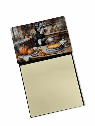 NEW Schnauzer Fall Kitchen Pumpkins Sticky Note Holder Refillable Dispenser Self-Sticky Note Pads, Memo Pads Blank Desk Accessories