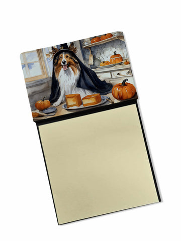 NEW Sheltie Fall Kitchen Pumpkins Sticky Note Holder Refillable Dispenser Self-Sticky Note Pads, Memo Pads Blank Desk Accessories