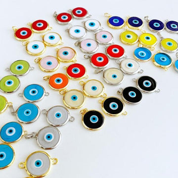 Murano Evil Eye Bead, Glass Evil Eye Bead, Connector Pendant, DIY