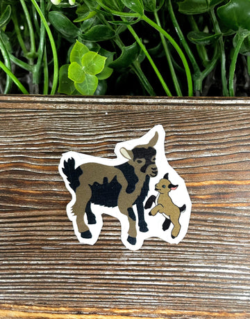 Mom and Baby Goat Sticker, Nigerian Dwarf Mini |Sticker or Magnet
