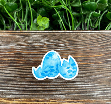 Watercolor Blue Dinosaur Eggs Sticker, Graphic Art Sticker |Sticker or