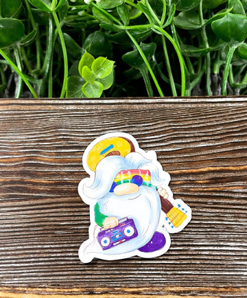 Tie Dye Gnome Sticker, Hippie Musician, Die Cut Sticker |Sticker or