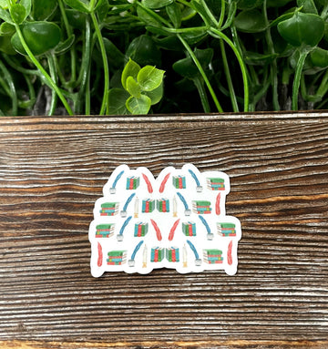 Vintage Books and Quill, Love to Read, Die Cut Sticker, Graphic Art