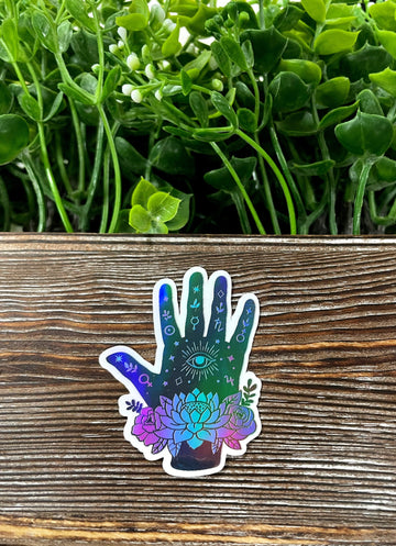 Cosmic Hand Palm, Die Cut Sticker, Life lines, Graphic Art Sticker,