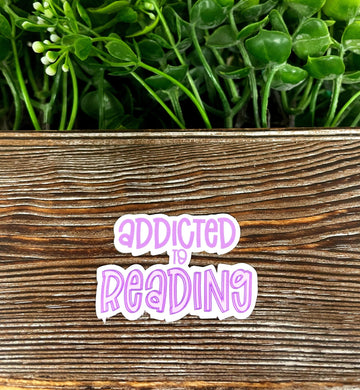 Addicted to Reading Sticker, Die Cut Vinyl, , Boho Fun, Water