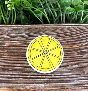 Yellow Lemon Slice, Die Cut Sticker, Graphic Art Vinyl, , Boho Fun