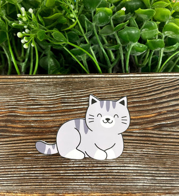 Happy Cute Cat, Die Cut Sticker, Graphic Art Sticker, Vinyl, , Boho