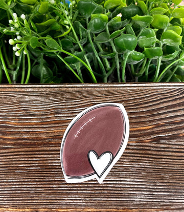 Football Ball w/ Heart, Die Cut Sticker, Graphic Art Sticker, Vinyl, ,
