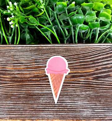 Strawberry Ice Cream Cone, Die Cut Sticker, Graphic Art Sticker,