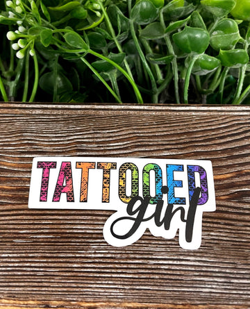 Tattooed Girl Bold Colors, Die Cut Vinyl Sticker, , Boho Fun, Water