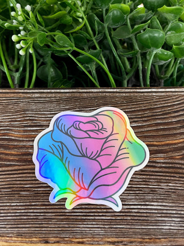 Pastel Watercolor Rose, Die Cut Vinyl Sticker, , Boho Fun, Water