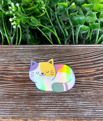 Happy Kitty, Die Cut Vinyl Sticker, , Boho Fun, Water Resistant, Cat