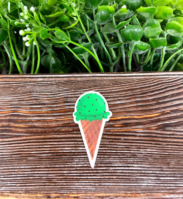 Mint Chocolate Chip Ice Cream Cone Sticker |Sticker or Magnet