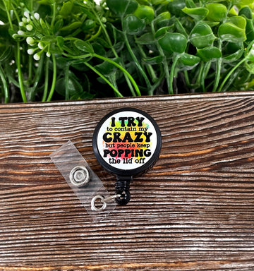 Snarky Sarcasm Quote, Retractable Badge Reel, , Boho Fun, Sublimation
