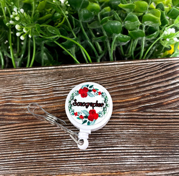 Sonographer Flowers, Retractable Badge Reel, , Boho Fun, Sublimation