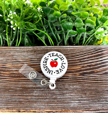 Teach Love Inspire Teacher, Retractable Badge Reel, , Boho Fun,