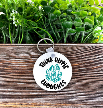 Think Hippie Thoughts, MDF Round Keychain, , Boho Fun, Sublimation