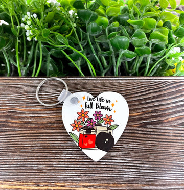 Live Life in Full Bloom, MDF Heart Keychain, , Boho Fun, Sublimation