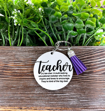Teacher Definition, MDF Round Keychain, , Boho Fun, Sublimation