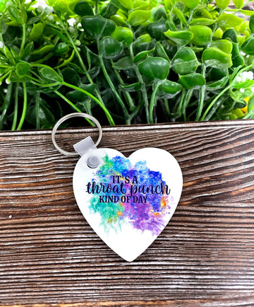 Its a Throat Punch kind of Day, MDF Heart Keychain, , Boho Fun,
